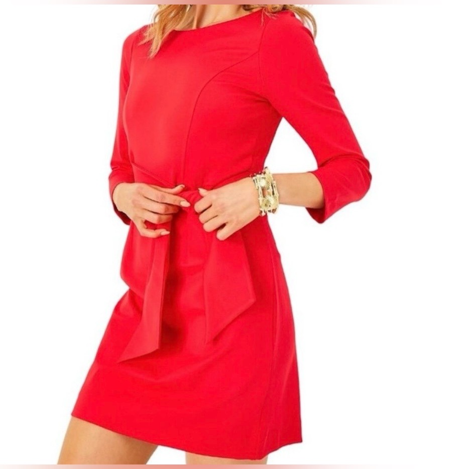 Lilly Pulitzer Leighton 3/4 Sleeve Dress Amaryllis Red Size Xl. Nwt!!